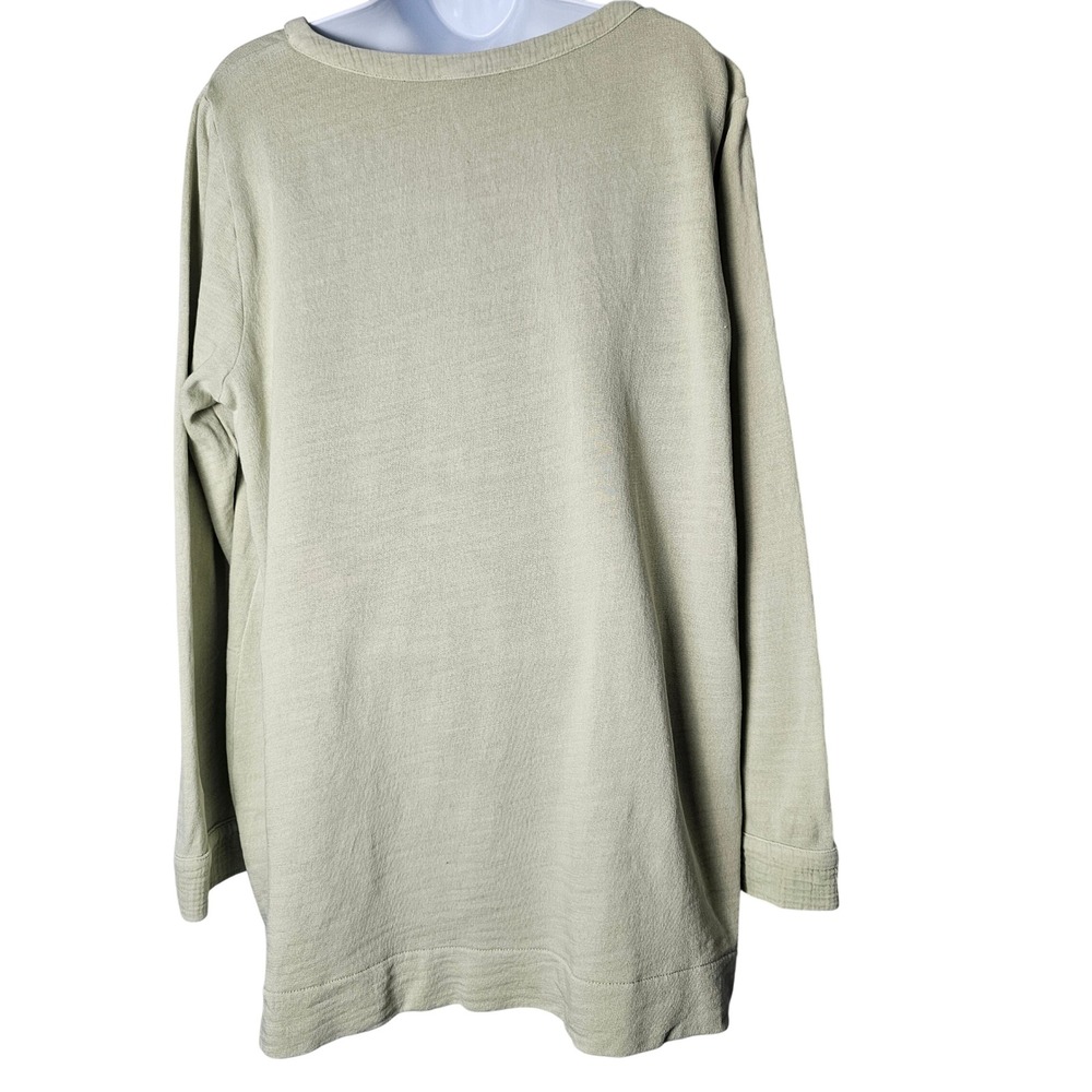 Pure Jill J.Jill Sage Green Organic Cotton Relaxed Fit Tunic Pockets Lagenlook L - Picture 10 of 11